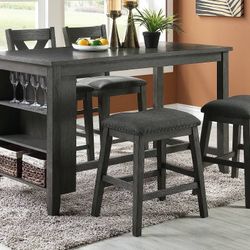 Dark Grey Dining Table Set With Display Shelf (Free Delivery)