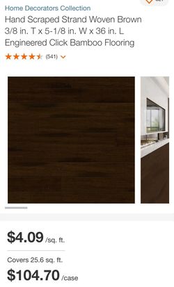 Hand Scraped Strand Woven Brown 3/8 in. T x 5-1/8 in. W x 36 in. L Engineered Click Bamboo Flooring