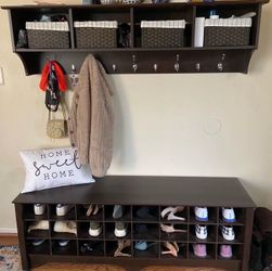 Coat rack with bench