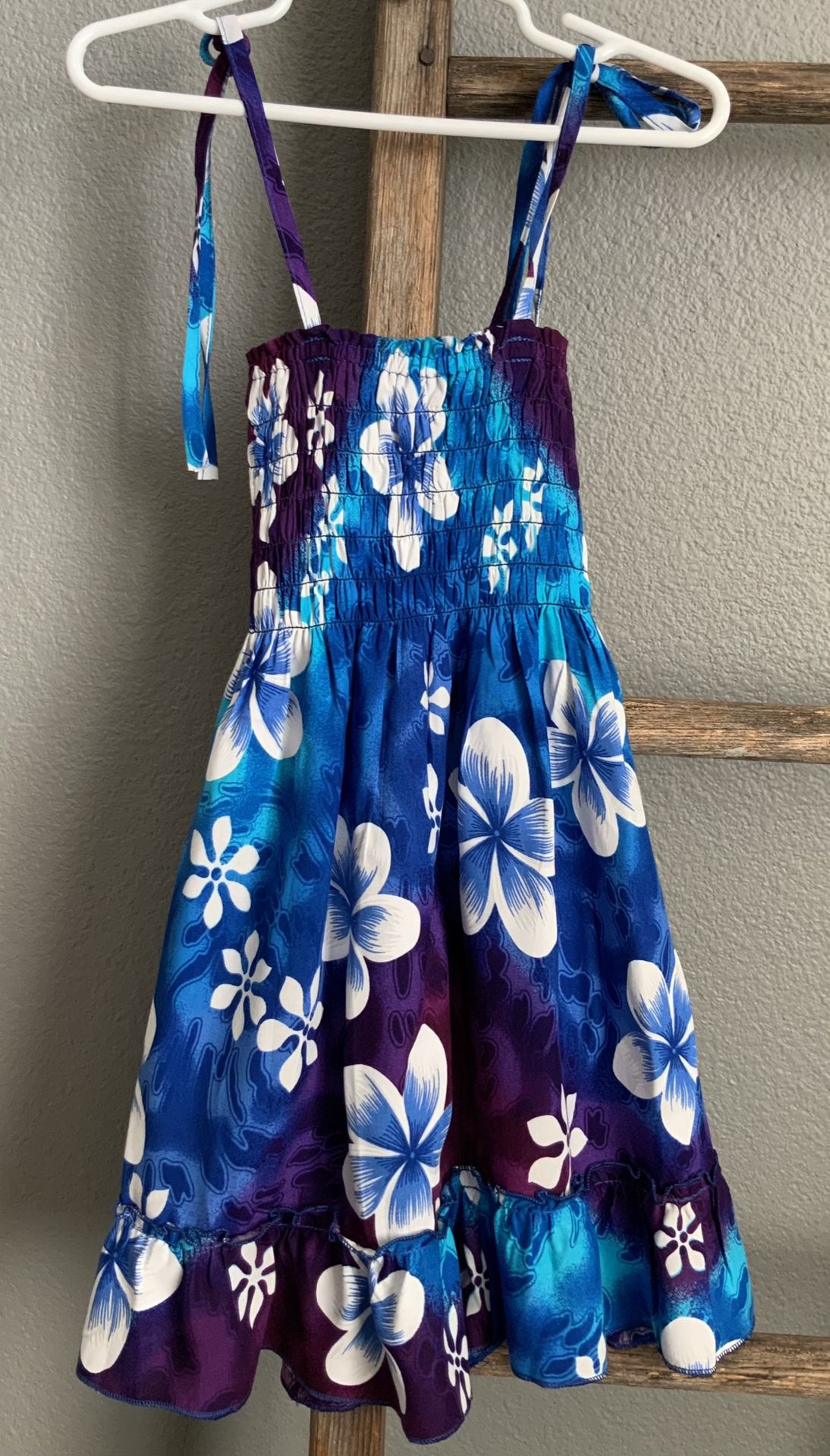 Aloha Fashion Toddler Girls Floral Hawaiian Dress Blue Size(12M)