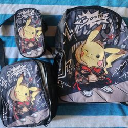 Pokemon Backpack w/ Lunch Bag & Pencil Case Bag