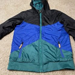 Champion C9 Jacket Youth Lg Boys 12-14 Green Full Zip Hooded Light Weight Jacket