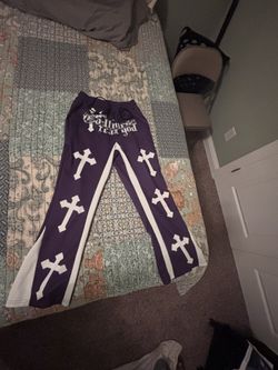 Purple and White I am Goddess Sweatpants