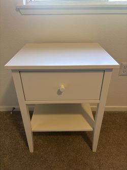 White Nightstand with Shelf