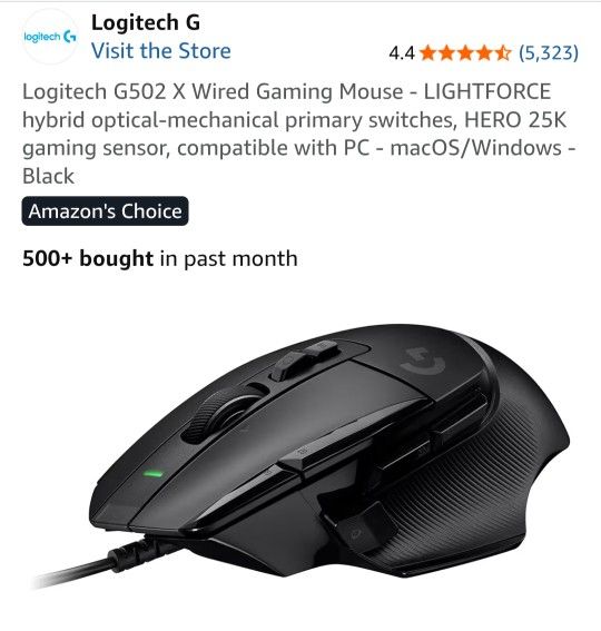 Logitech G502 X Wired Gaming Mouse