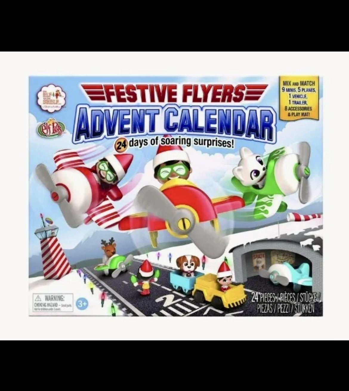 Elf on the Shelf Festive Flyers Advent Calendar 24 Days of Surprises 24 Pieces New In Box