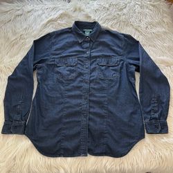 Vintage 90s  Ralph Lauren Jeans Co Soft Jean Shirt Women's L Long Sleeve Cotton 