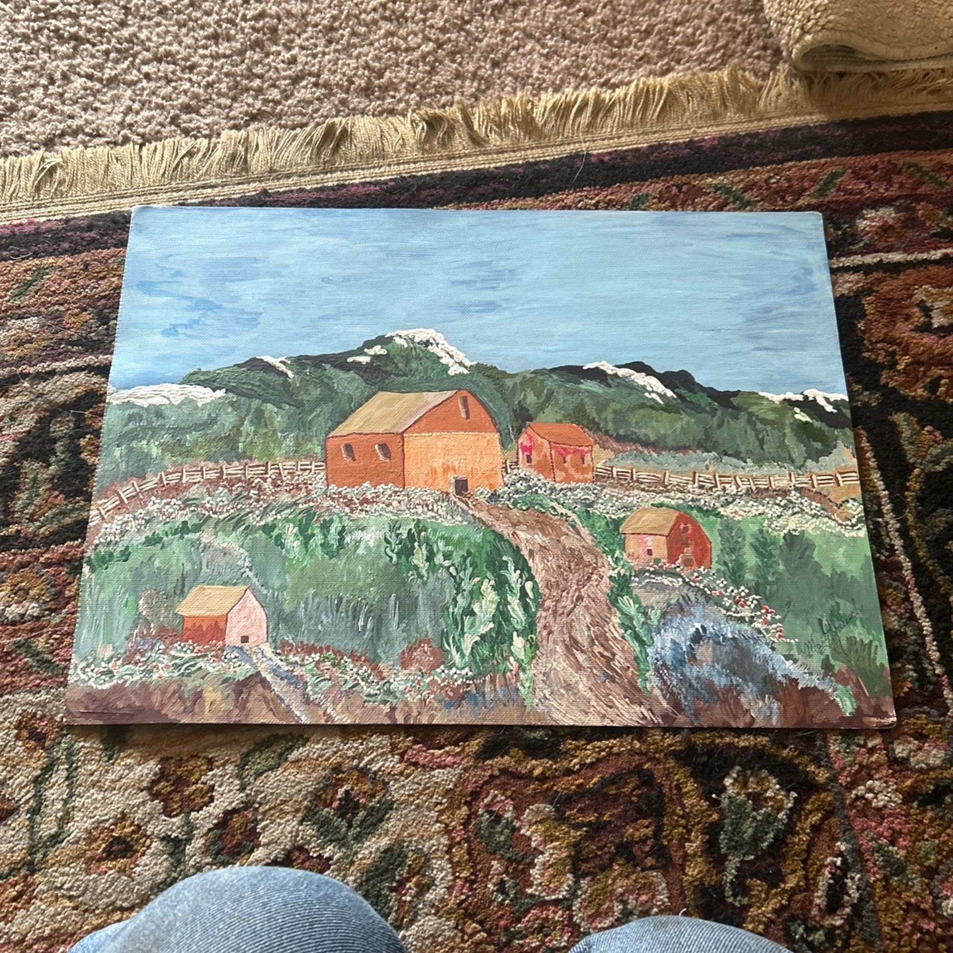 Signed Farm Painting 