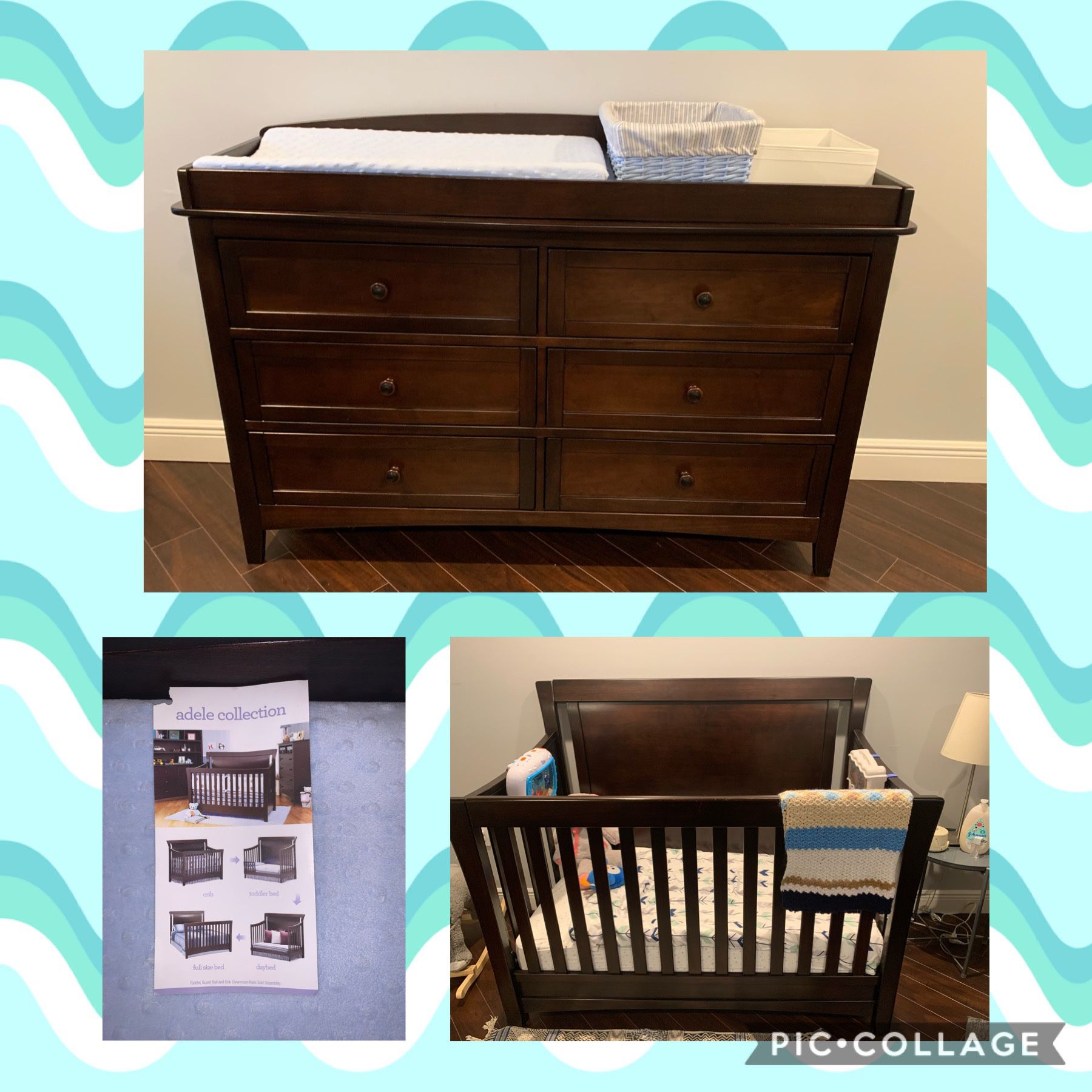 Espresso Crib and Changing Table Dresser