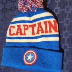 Marvel Blue Knit Beanie with Red Logo Tag
