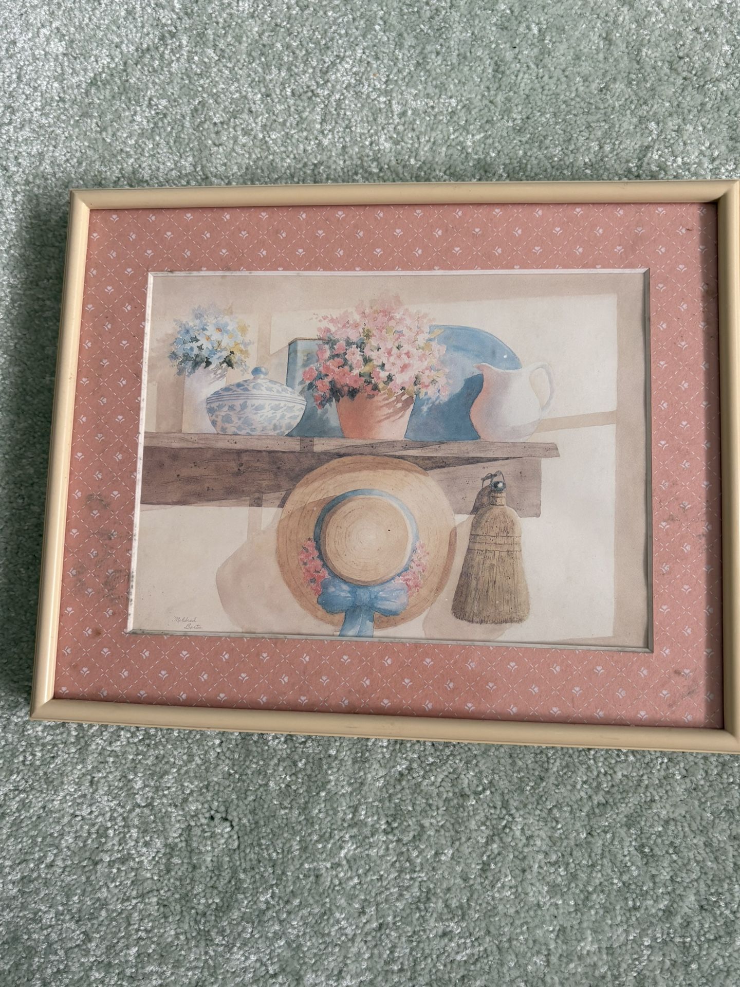 Framed Watercolor, Print 8” X 6” By Mildred Bartee Called “American Living Watercolor“