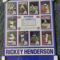 1991 Pepsi Rickey Henderson Baseball Card Set Original Glass Framed - RARE