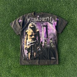 Megadeath AOP Graphic T-Shirt Band Tee Double Sided Modern Boot Size XL