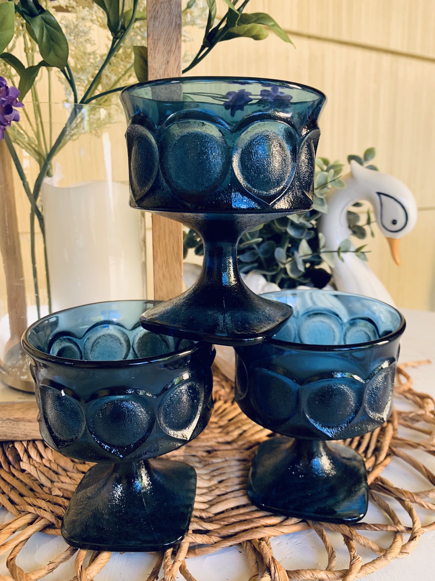Vintage Norditake Blue Glass Goblets