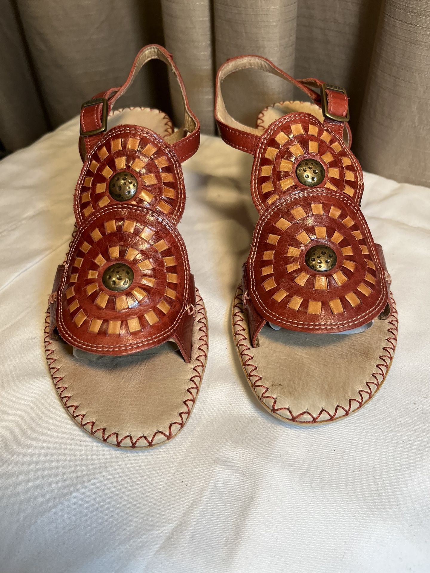Sz 36 (5.5) Pikolinos Brown Leather Wedge Sandals