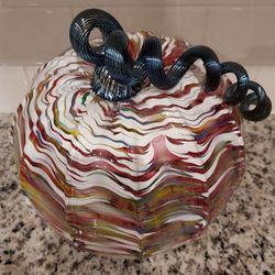Hand-Blown 8" Pumpkin Art Glass - New Condition 