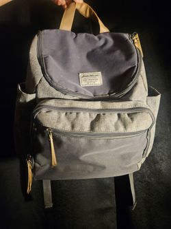 Grey/Navy Eddie Bauer Backpack Diaper Bag + Wipes Pouch