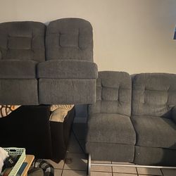 2 Piece Couch With Recliner (PICK UP ONLY) $100 Or OBO