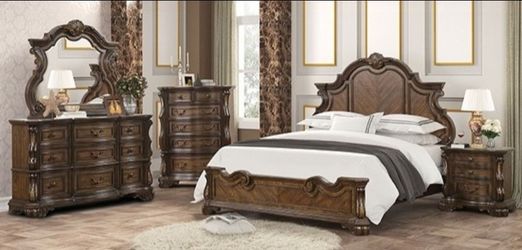 Brand New Dark Brown Upscale 4pc Queen Bedroom Set (Available in Eastern King)