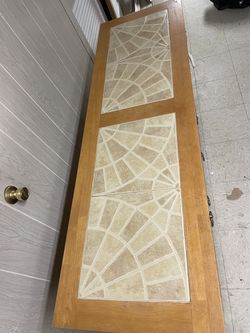 Wooden Sideboard with Wine Rack and Tile Top 56x18x34