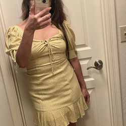 Gingham Mustard Dress
