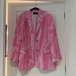 Pink and White Swirl Blazer