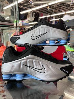 Nike Shox R4 Metallic Silver Black Psychic Blue