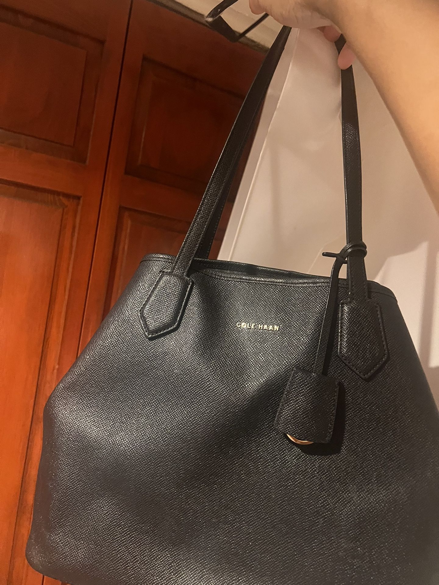 Leather Tote Cole ham handbag classic tote key lock purse