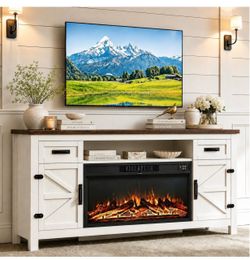 New, 70”tv stand with fireplace