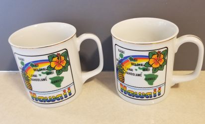 Vintage pair of Hawaiian coffee mugs