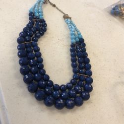 Vintage Blue Beads Necklace 