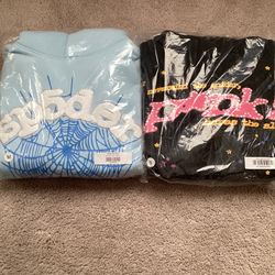 Black And Sky Blue Sp5der Hoodie