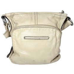 Vintage Fossil Crossbody Shoulder Bag Cream Leather Small Organizer Purse