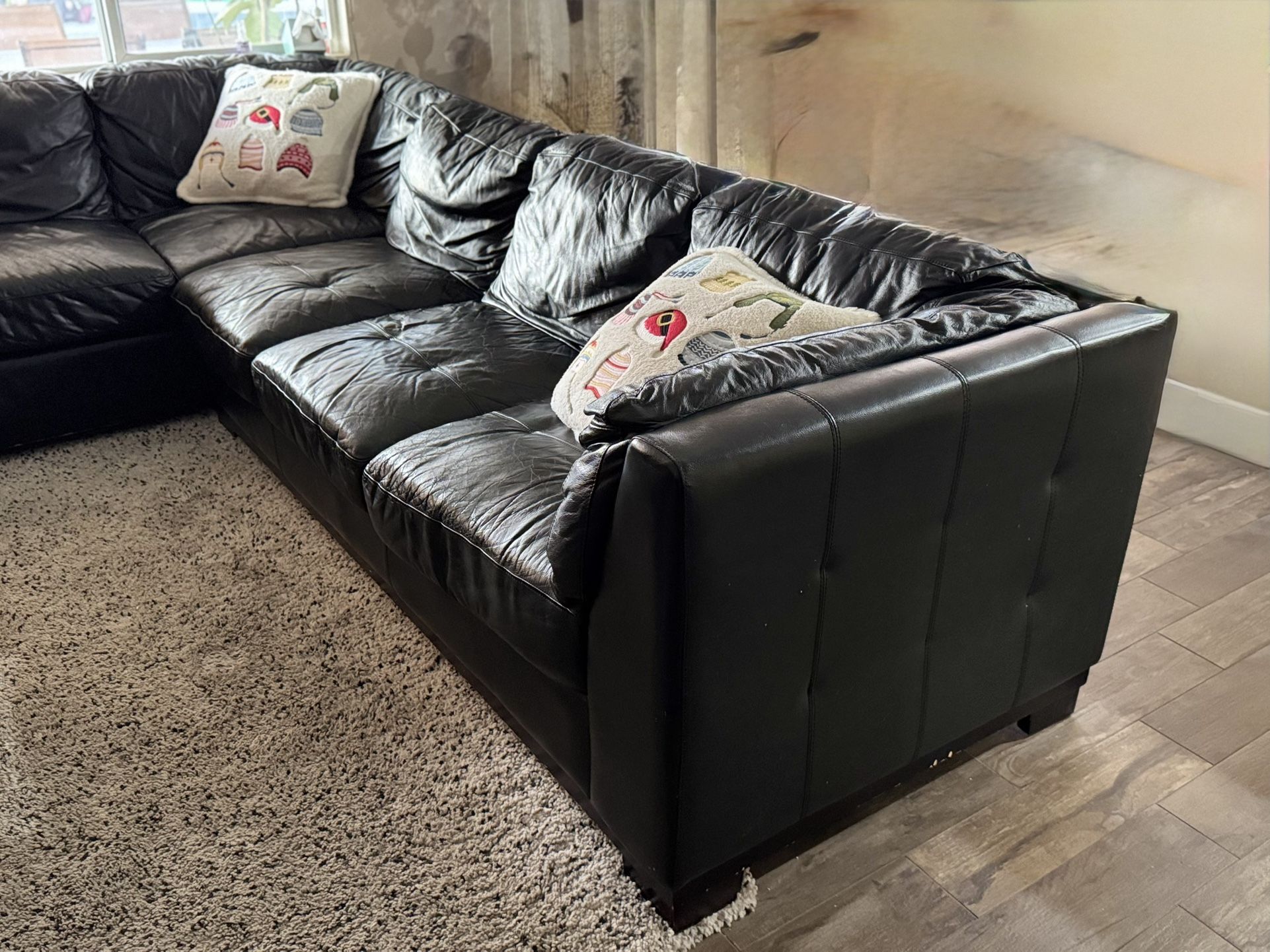 Black Leather Couch (Real Leather)
