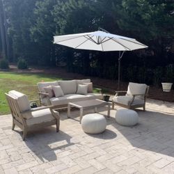 3 Piece Eucalyptus Wood Patio Furniture Set