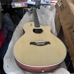 V1 Hybrid Acoustic Guitar for Beginners Adults Patented Body with Solid Spruce Top & Soft Touch Strings Thin Neck & Open Pore Matte 40 Inch,Natural