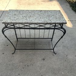 Wrought Iron and Granite Console Table