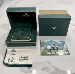 Vintage Authentic Rolex Green Watch Box Datejust 80s Booklet Tag SET Rare CLEAN