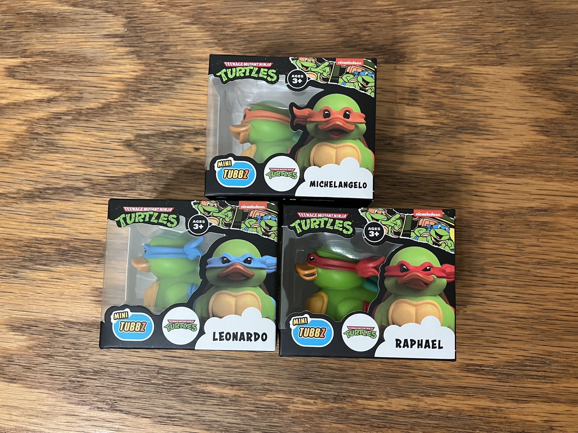NEW 3x TMNT Mini Tubbz Rubber Duck Teenage Mutant Ninja Turtles Michelangelo Raph Leonardo 1.5"