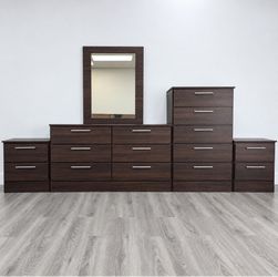 Dresser With Mirror, Chest And Two Nightstands 🌌 Comoda Con Espejo, Gavetero Y Dos Mesitas De Noche 🌌