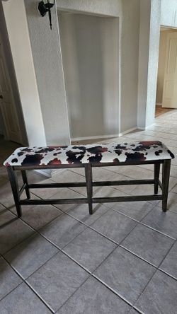 Custom bench cow print