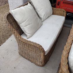 Old Wicker Couch And Loveseats 