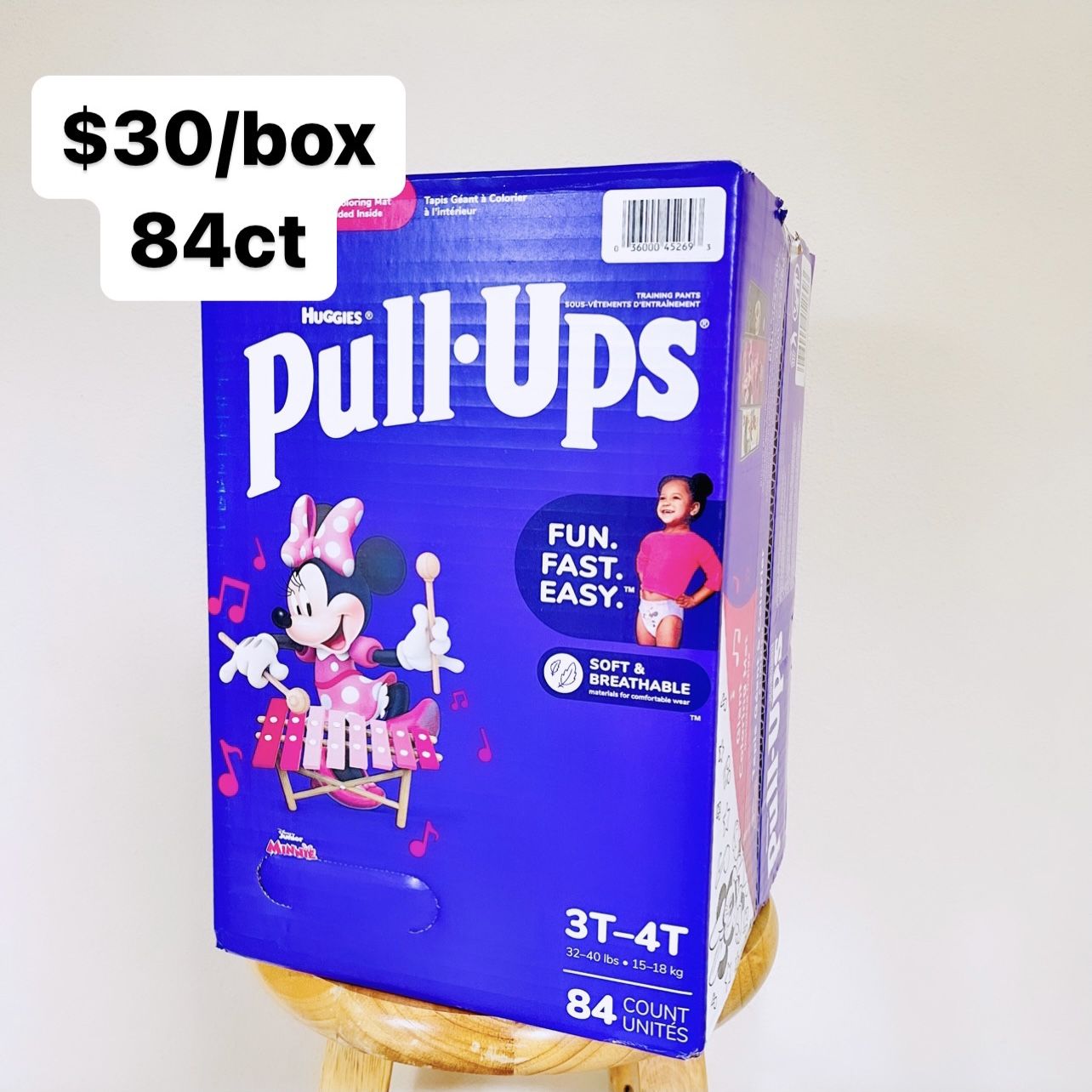3T-4T (32-40 Lbs) Girls Huggies Pullups Training Pants (84 Count)