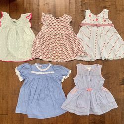 Toddler girls adorable dress lot bundle size 18 months   All are size 18 months and in good condition (cat and Jack dress has some discoloration)    B