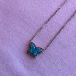 Kendra Scott ocean Blue Kyocera Opal Butterfly Necklace 