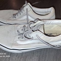 Women's Size 7.5 Boys Size 6 Vans Sneakers Old Skool Gray White