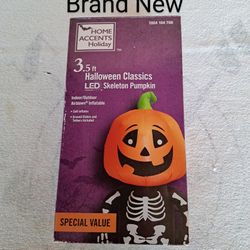 Brand New Never Used (Except For Photo) 3.5 Ft. Halloween LED Skeleton Pumpkin Inflatable