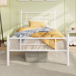 Twin Size Metal Platform Bed Frame with Headboard and Footboard, 12.5'' Underbed
