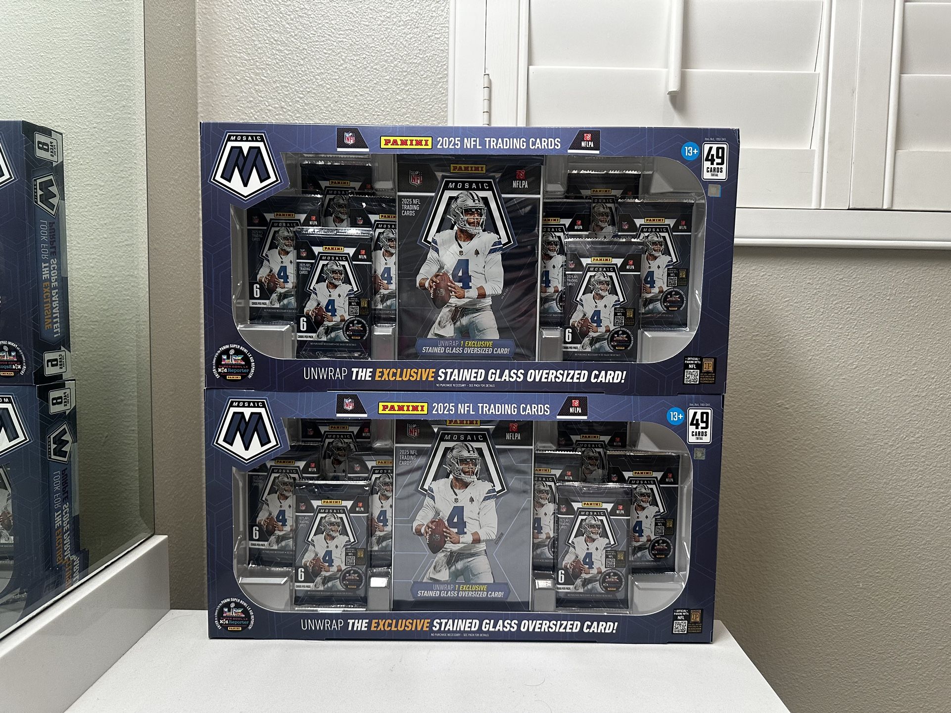 Lot Of (2) 2025 Panini Mosaic NFL Costco Exclusive Bundle Jumbo Stained Glass