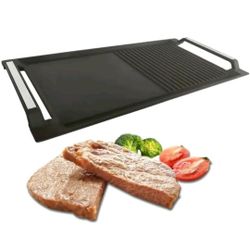 Griddle Pan, Cast Iron Grill Hot Plate, Rectangular Grill, 2 handles